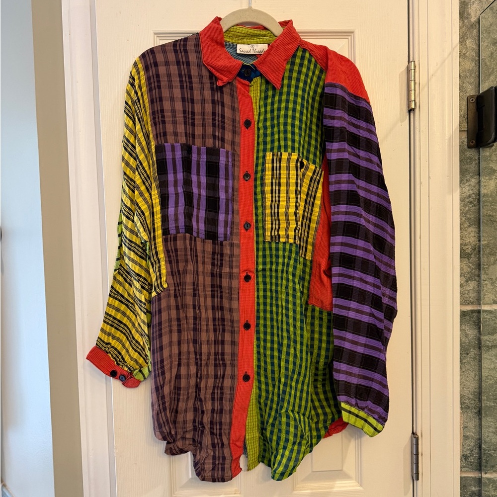 NWT Sacred Threads Colorful Patchwork Blouse